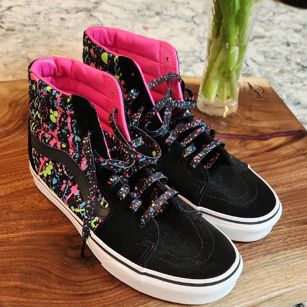 Vans High-Top Sneakers - Black and Pink